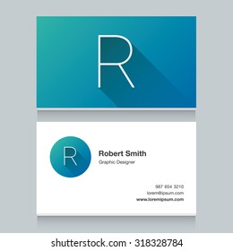Logo alphabet letter "R", with business card template. Vector graphic design elements for your company logo.