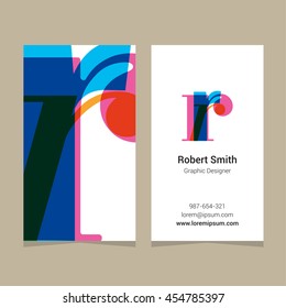 Logo alphabet letter "r", with business card template. Vector graphic design elements for company logo.