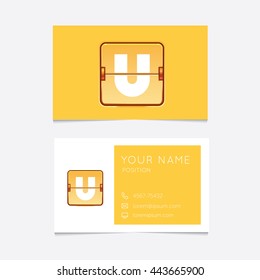 Logo alphabet letter U with business card template. Vector graphic design elements for your company logo