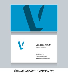 Logo alphabet letter "V", with business card template. Vector graphic design elements for company logo.