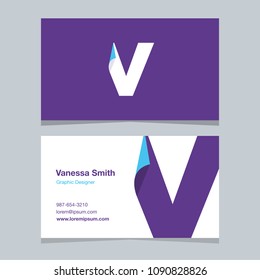 Logo alphabet letter "V", with business card template. Vector graphic design elements for company logo.