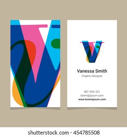 Logo alphabet letter "v", with business card template. Vector graphic design elements for company logo.