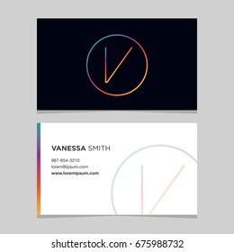 Logo alphabet letter "V", with business card template. Vector graphic design elements for company logo.