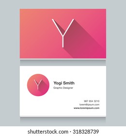 Logo alphabet letter "Y", with business card template. Vector graphic design elements for your company logo.