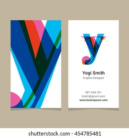 Logo alphabet letter "y", with business card template. Vector graphic design elements for company logo.