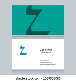 Logo alphabet letter "Z", with business card template. Vector graphic design elements for company logo.
