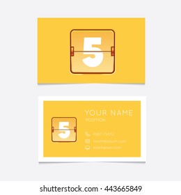 Logo alphabet number 5 with business card template. Vector graphic design elements for your company logo