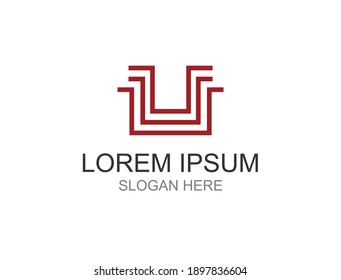 The logo is an alphabet U consisting of several layers of lines
