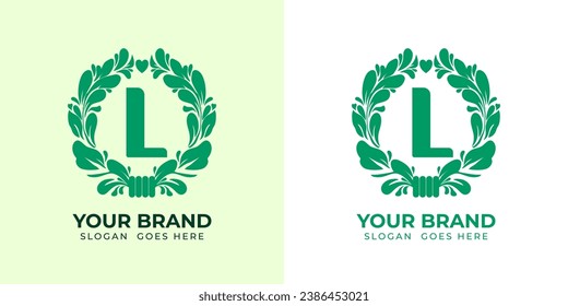 logo alphabeth initial "L" herbal vegan health green minimalist