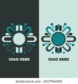 The logo alternates between two color themes: dark teal with lighter teal highlights and vice versa. The rounded shapes and bold lines suggest versatility and modernity.