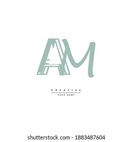 logo am, ma, logo is made with abstract strokes to create a unique side of the logo
