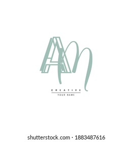 logo am, ma, logo is made with abstract strokes to create a unique side of the logo