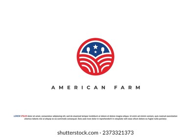 logo american flag circle farm design