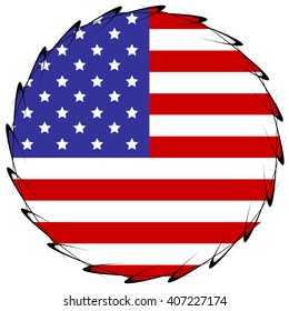 logo with a american flag on white background