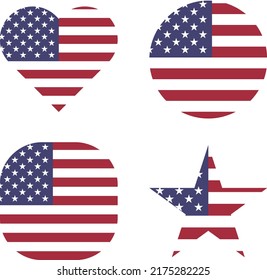 Logo with American flag pattern, USA flag icon, Vector illustration, Transparent background EPS