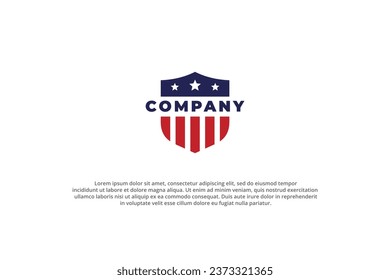 logo american flag shield emblem design