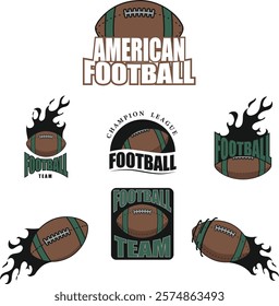 Logo american football dengan nuansa api hitam dan warna hijau dengan bolanya yang menjadi icon dari olahraga ini