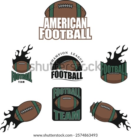 Logo american football dengan nuansa api hitam dan warna hijau dengan bolanya yang menjadi icon dari olahraga ini