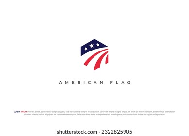 logo american usa hexagon flag