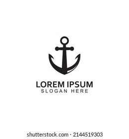Logo and anchor symbol design vector.