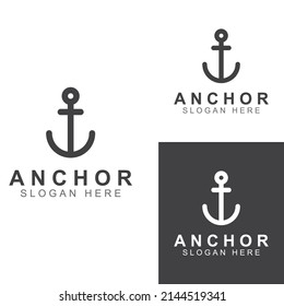 Logo and anchor symbol design vector.