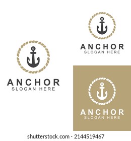 Logo and anchor symbol design vector.