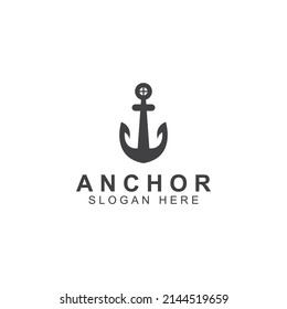 Logo and anchor symbol design vector.