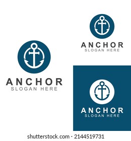 Logo and anchor symbol design vector.