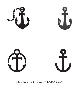 Logo and anchor symbol design vector.