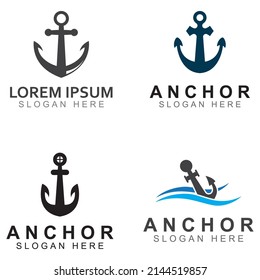 Logo and anchor symbol design vector.