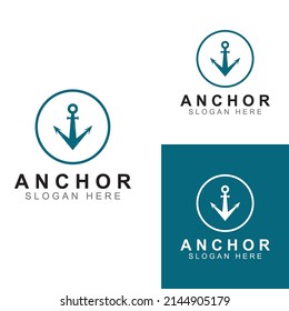 Logo and anchor symbol design vector.