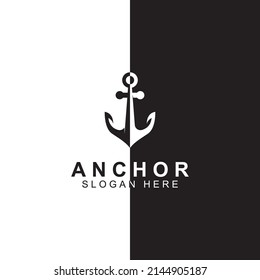 Logo and anchor symbol design vector.