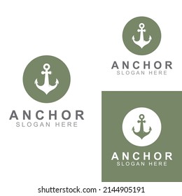 Logo and anchor symbol design vector.