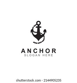 Logo and anchor symbol design vector.