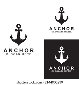 Logo and anchor symbol design vector.