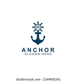 Logo and anchor symbol design vector.