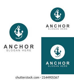 Logo and anchor symbol design vector.
