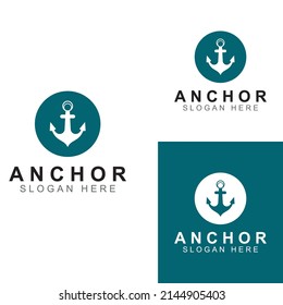Logo and anchor symbol design vector.