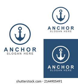 Logo and anchor symbol design vector.