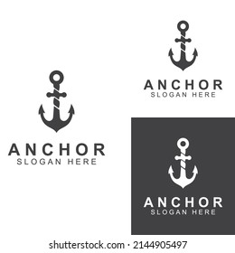 Logo and anchor symbol design vector.