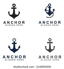 Logo and anchor symbol design vector.