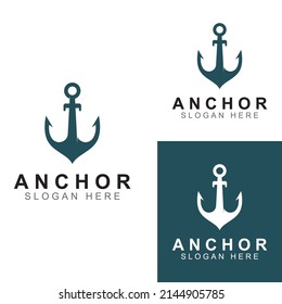 Logo and anchor symbol design vector.