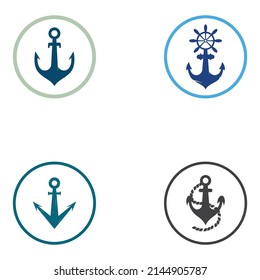 Logo and anchor symbol design vector.