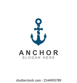 Logo and anchor symbol design vector.