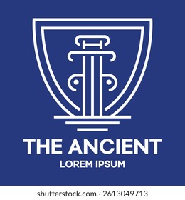 A logo of ancient vector outline symbol icon.