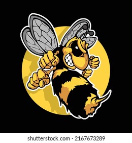 LOGO ANGRY BEE FREE VECTOR