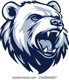 Logo of an angry grizzly bear in blue tones.