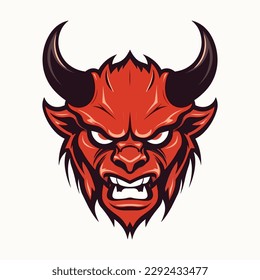 A logo of an angry red devil head, designed in esports illustration style