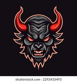 A logo of an angry red devil head, designed in esports illustration style