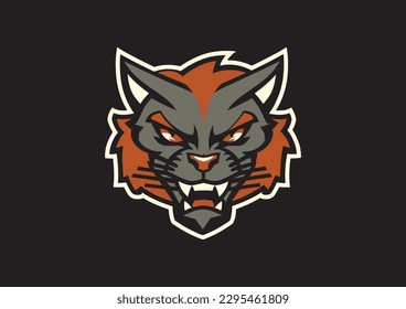 A logo of an angry wild cat’s head, designed in esports illustration style, Cougar Puma Tiger Panther Mascot Head Vector Graphic, Multipurpose Logo